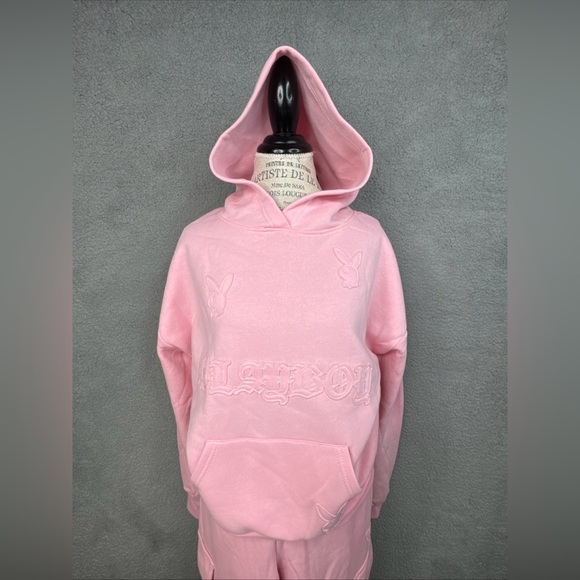 Playboy Bunny Set Pink Hoodie Sweatshirt/Sweat Pants Women’s S NWT - Picture 2 of 16